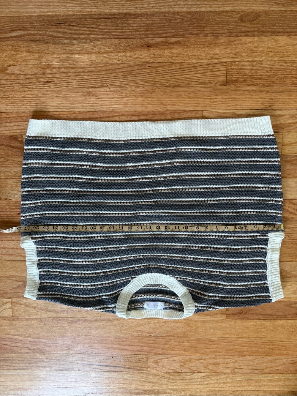Soft, Knit Striped Crewneck Sweater in Cream & Gray - Picture 6 of 8